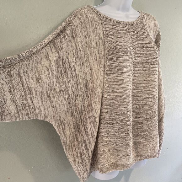 J Jill Purejill Boat Neck 3/4 Sleeve Pullover Sweater XL Beige Tan Cotton Shawl - Picture 3 of 7